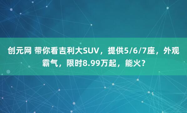 创元网 带你看吉利大SUV，提供5/6/7座，外观霸气，限时8.99万起，能火？